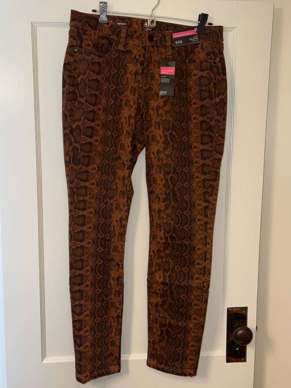 Women's a.n.a. Snake-Print Slim Skinny Jeans - Brown Size 10